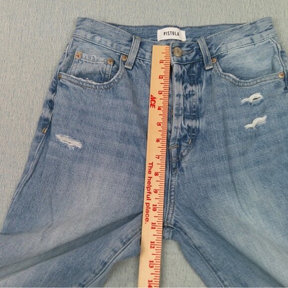 Pistola Jeans Womens 26 Charlie High Rise Distressed Light Wash Button Fly - Picture 5 of 11